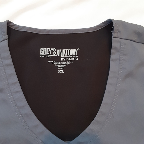GREY'S ANANTOMY #41460 VNECK SCRUB TOP in MOONSTRUCK/LT GREY WOMENS SIZE 5XL. - Picture 5 of 8